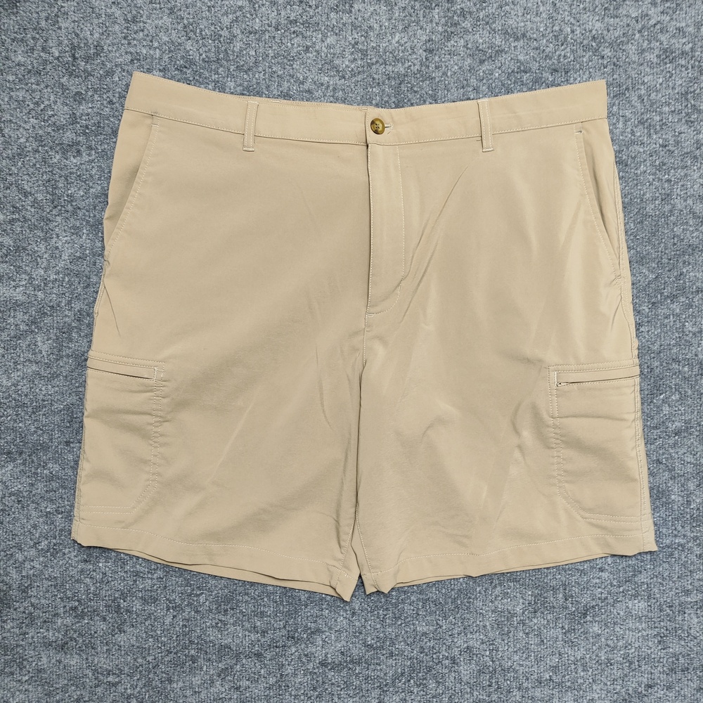Chaps Golf Shorts Mens 40 Beige Microfiber Stretch Zip Pockets Casual Athletic